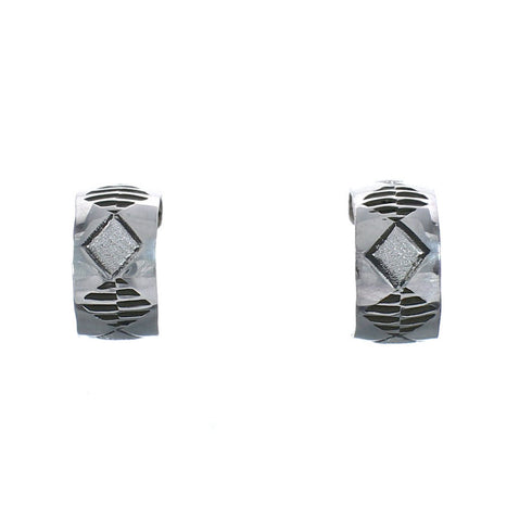 Native American Authentic Sterling Silver Post Hoop Hand Crafted Earrings JX123115